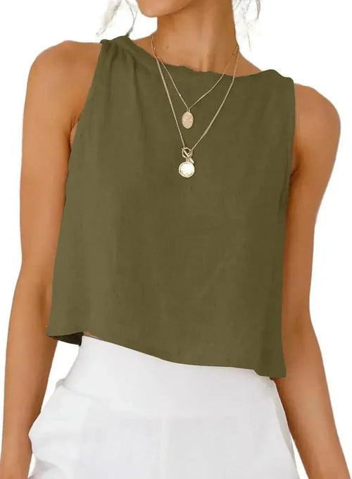 Elegant sleeveless linen dress perfect for luxurious summer style and breathable comfort