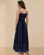 Gacaky Summer Dress for Women Casual Lace Floral Embroidered Bohemian Maxi Dress Flowy A Line Beach Long Dresses.