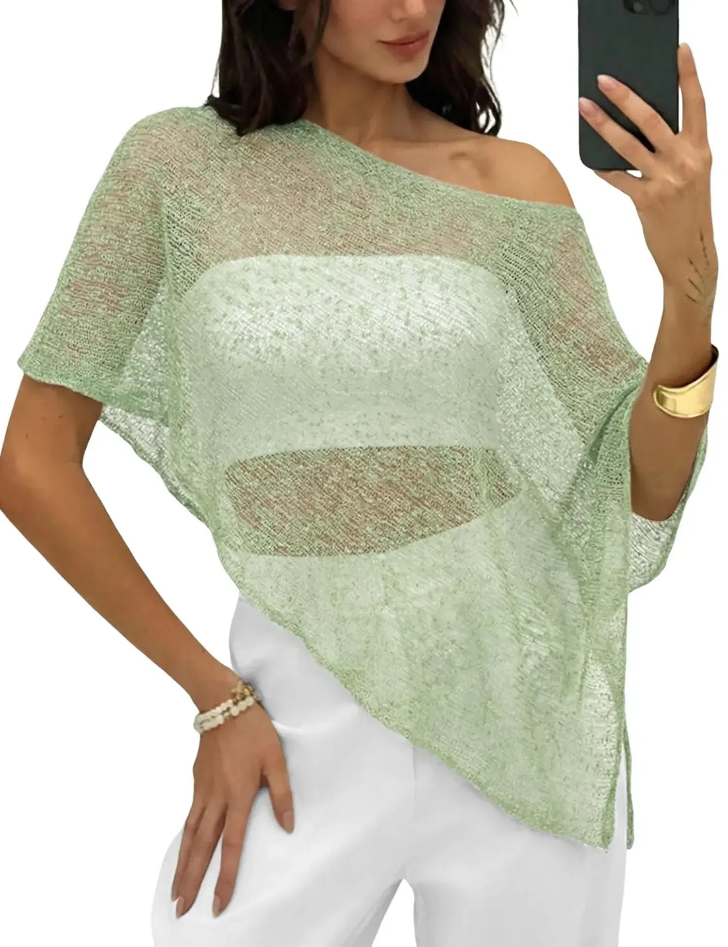 LOMON Womens Sheer Poncho Shrug Bolero Lightweight Knit Crochet Shrug Mesh Cover Up Summer 2026.