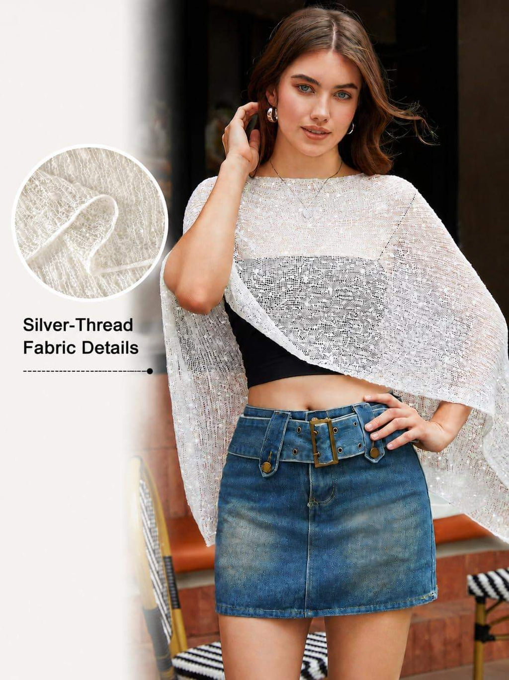 LOMON Womens Sheer Poncho Shrug Bolero Lightweight Knit Crochet Shrug Mesh Cover Up Summer 2026.