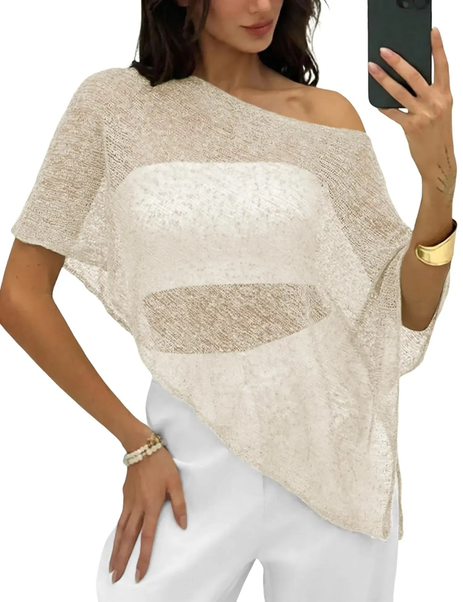 LOMON Womens Sheer Poncho Shrug Bolero Lightweight Knit Crochet Shrug Mesh Cover Up Summer 2026.