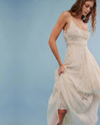 Prime Parcel women's summer lace floral embroidered bohemian maxi dress, flowy A-line beach long dress for women.