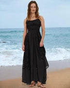 Prime Parcel women's summer lace floral embroidered bohemian maxi dress, flowy A-line beachwear for women.
