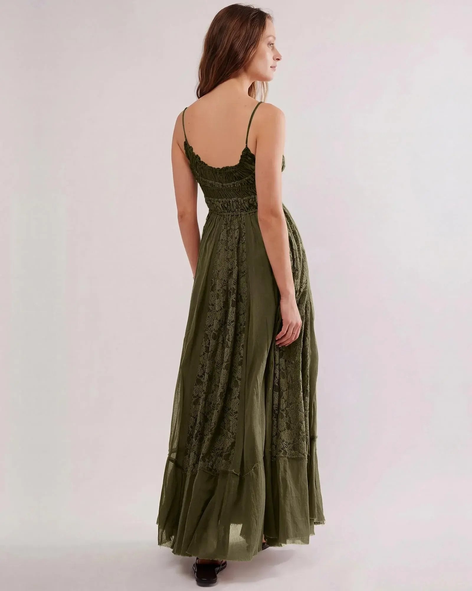 Prime Parcel women's summer lace floral embroidered bohemian maxi dress, flowy A-line beach dress with lace details.