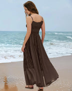Gacaky Summer Dress for Women Casual Lace Floral Embroidered Bohemian Maxi Dress Flowy A Line Beach Long Dresses.