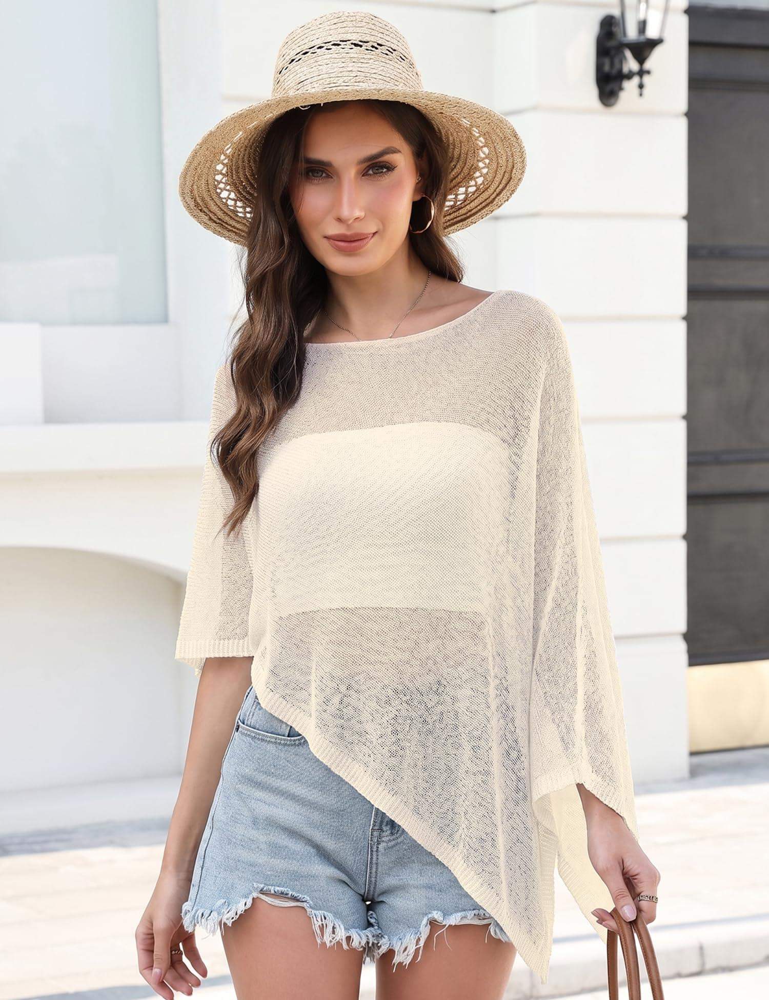 Prime Parcel women's sheer knit crochet shrug bolero, lightweight mesh cover-up perfect for summer wear.