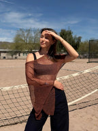 Prime Parcel women's sheer knit crochet shrug poncho, lightweight mesh cover-up ideal for summer fashion, casual or beach wear.