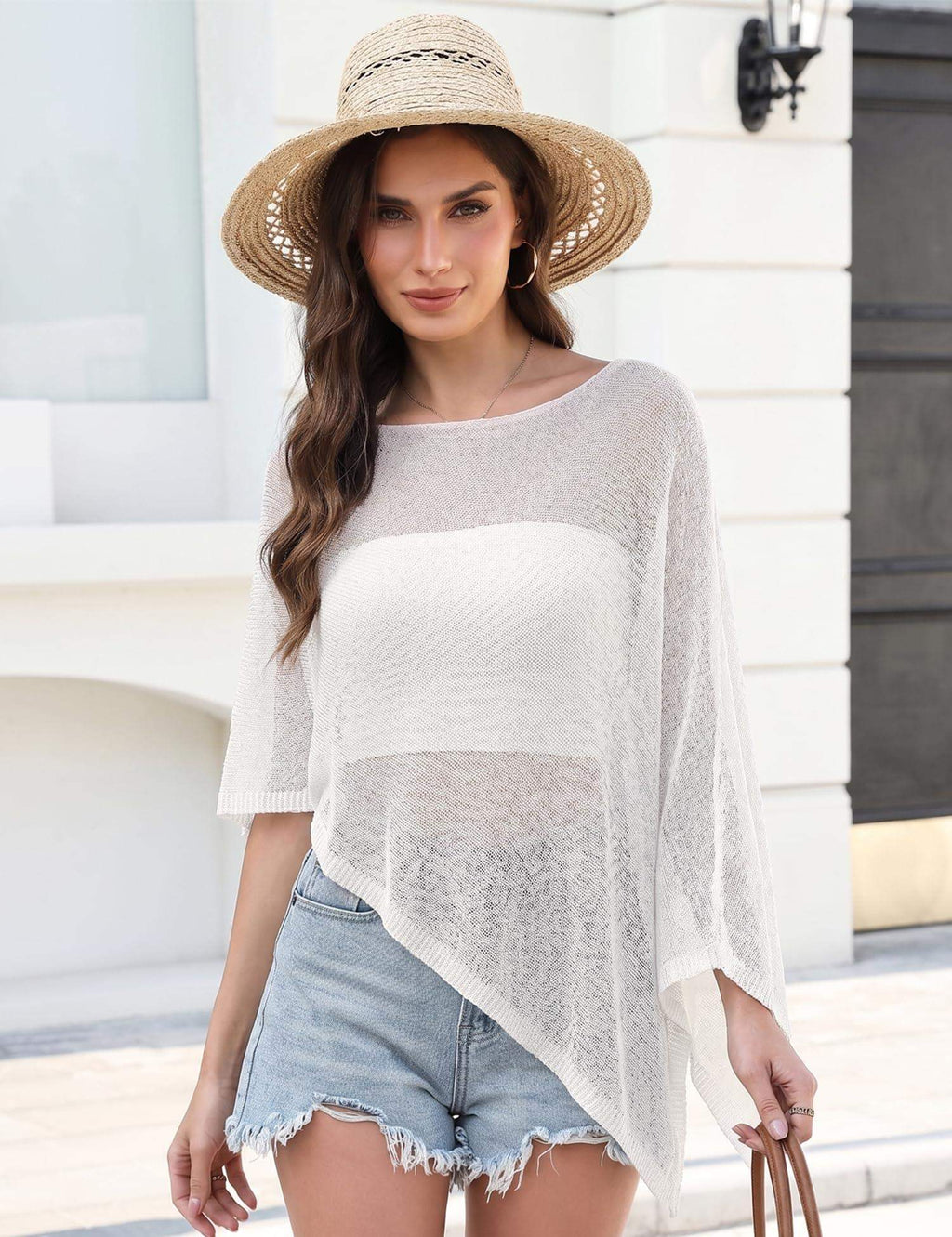LOMON Womens Sheer Poncho Shrug Bolero Lightweight Knit Crochet Shrug Mesh Cover Up Summer 2026.
