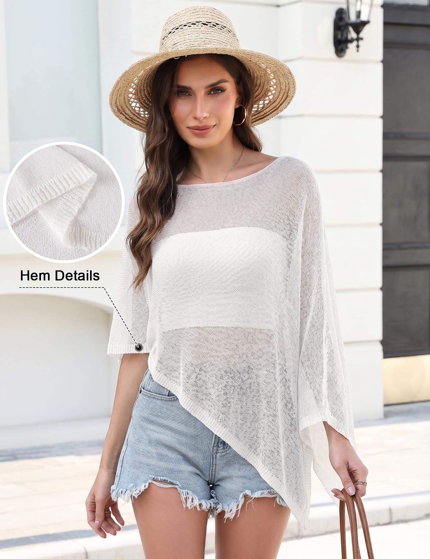 LOMON Womens Sheer Poncho Shrug Bolero Lightweight Knit Crochet Shrug Mesh Cover Up Summer 2026.
