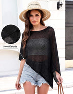 Prime Parcel women's sheer knit crochet shrug with lightweight mesh design, perfect as a summer cover-up or bolero.