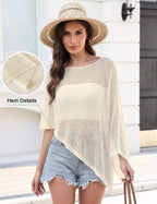 Prime Parcel women's sheer knit crochet shrug, lightweight mesh cover-up, summer poncho bolero, stylish and breathable.