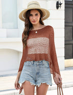 Prime Parcel women's sheer knit crochet poncho shrug, lightweight mesh cover-up perfect for summer styling.