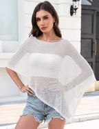 LOMON Womens Sheer Poncho Shrug Bolero Lightweight Knit Crochet Shrug Mesh Cover Up Summer 2026.