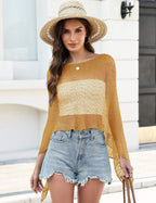 Prime Parcel women's sheer crochet poncho shrug with lightweight knit mesh cover-up, perfect for summer fashion.