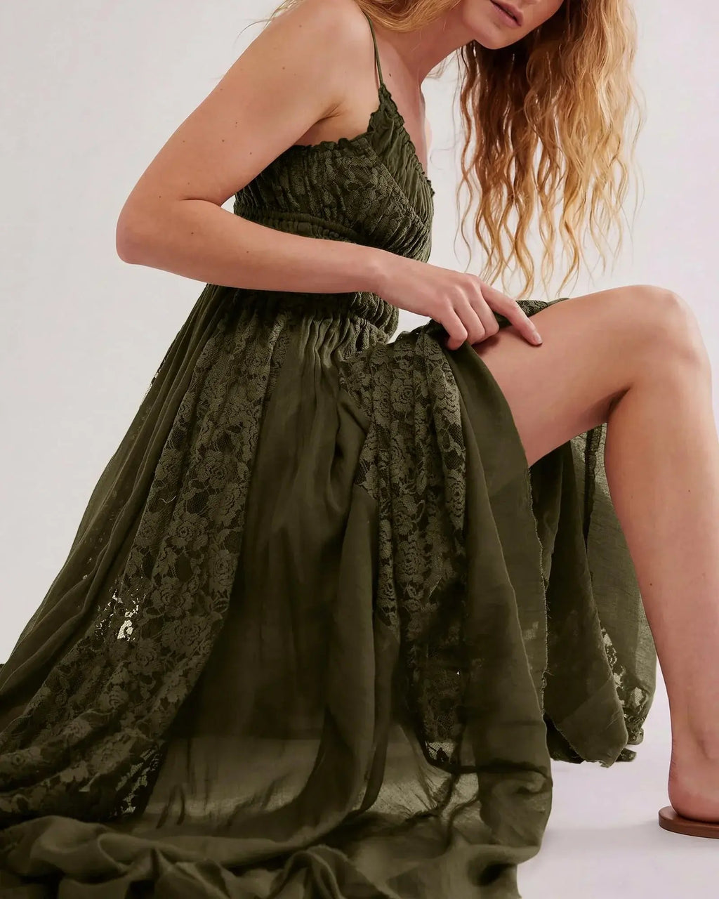 Gacaky Summer Dress for Women Casual Lace Floral Embroidered Bohemian Maxi Dress Flowy A Line Beach Long Dresses.