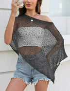 LOMON Womens Sheer Poncho Shrug Bolero Lightweight Knit Crochet Shrug Mesh Cover Up Summer 2026.