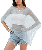 LOMON Womens Sheer Poncho Shrug Bolero Lightweight Knit Crochet Shrug Mesh Cover Up Summer 2026.
