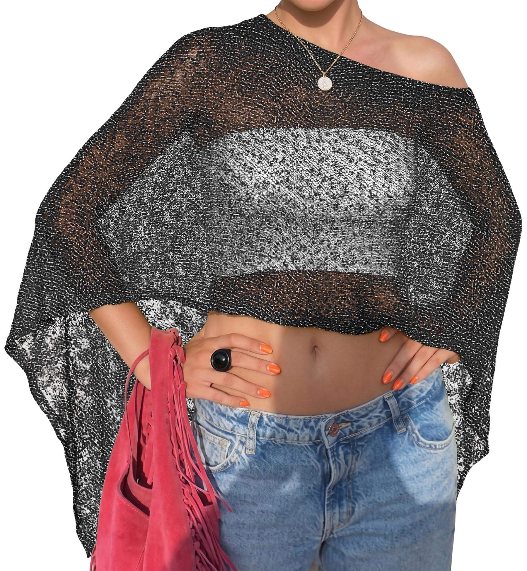 LOMON Womens Sheer Poncho Shrug Bolero Lightweight Knit Crochet Shrug Mesh Cover Up Summer 2026.