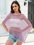 LOMON Womens Sheer Poncho Shrug Bolero Lightweight Knit Crochet Shrug Mesh Cover Up Summer 2026.