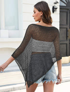 LOMON Womens Sheer Poncho Shrug Bolero Lightweight Knit Crochet Shrug Mesh Cover Up Summer 2026.