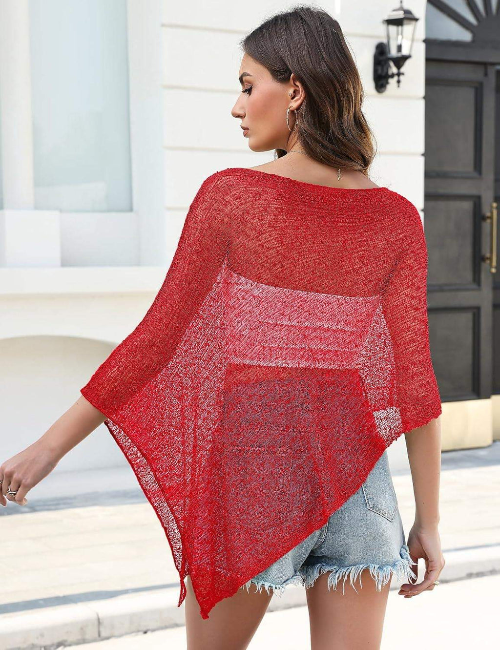 Prime Parcel women's sheer knit crochet shrug bolero, lightweight mesh cover-up for summer, casual and stylish.
