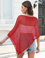 Prime Parcel women's sheer knit crochet shrug bolero, lightweight mesh cover-up for summer, casual and stylish.