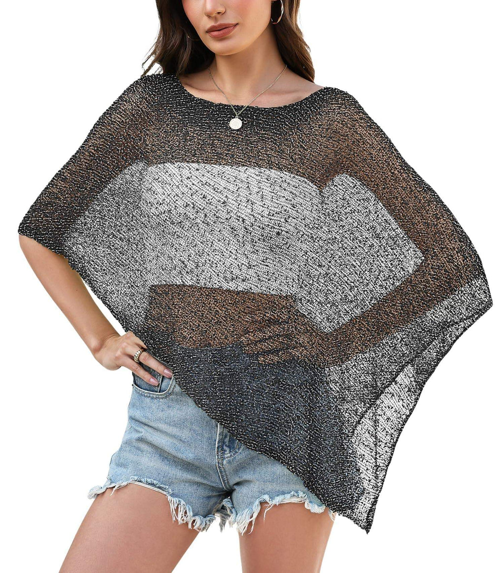 LOMON Womens Sheer Poncho Shrug Bolero Lightweight Knit Crochet Shrug Mesh Cover Up Summer 2026.
