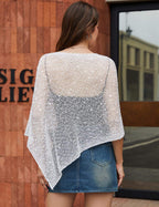LOMON Womens Sheer Poncho Shrug Bolero Lightweight Knit Crochet Shrug Mesh Cover Up Summer 2026.