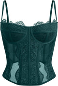 Women's lace corset top with mesh bustier crop tank design for party and casual fashion