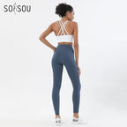 Women's high-waist seamless yoga set with breathable sports bra and leggings from Style Point BD, perfect for active gym wear.