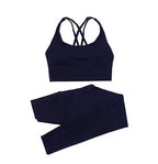 Women's high-waist seamless yoga set by Style Point BD, breathable sports bra and leggings for comfortable gym wear.