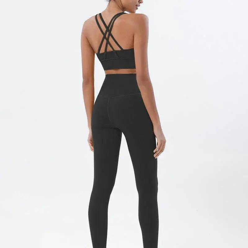 Women's high-waist seamless yoga set with breathable sports bra and leggings by Style Point BD, ideal for gym and activewear.