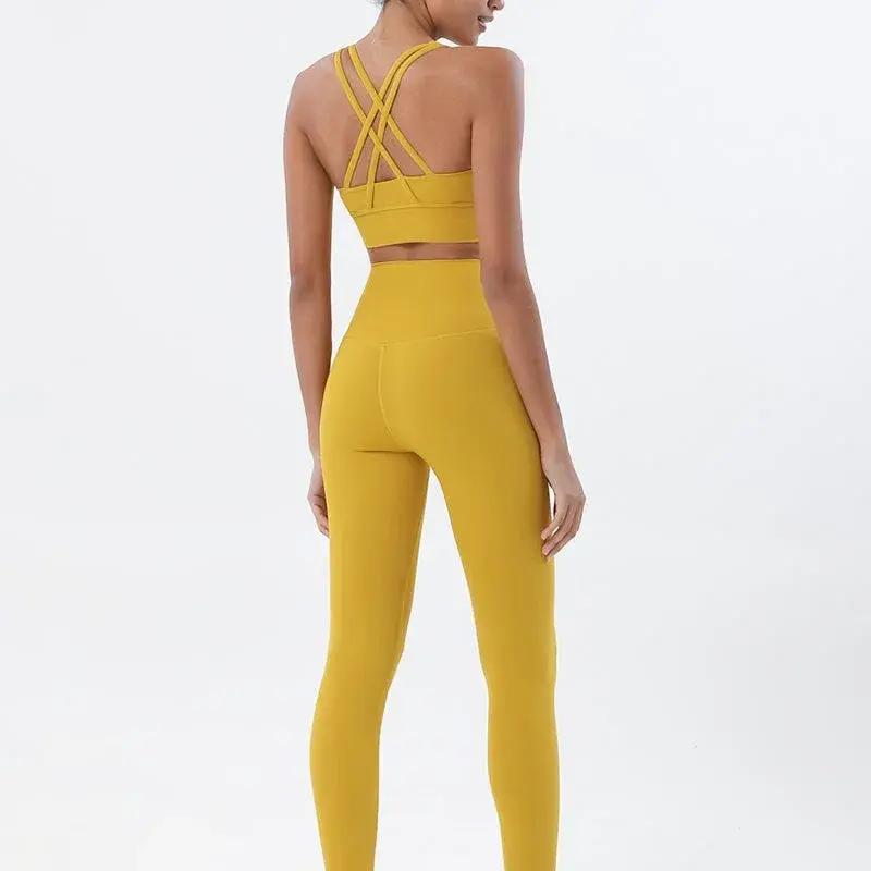 Women's high-waist seamless yoga set with breathable sports bra and leggings by Style Point BD, ideal for gym and active wear.