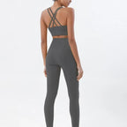 Women's high-waist seamless yoga set with breathable sports bra and leggings, Style Point BD gym wear for active fitness.