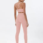 Women's high-waist seamless yoga set with breathable sports bra and leggings by Style Point BD for comfortable gym wear.