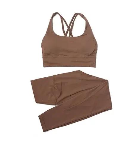 Women’s high-waist seamless yoga set with breathable sports bra and matching leggings, stylish gym wear by Style Point BD.