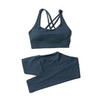 Women's high-waist seamless yoga set by Style Point BD, breathable sports bra and matching leggings for gym workouts.