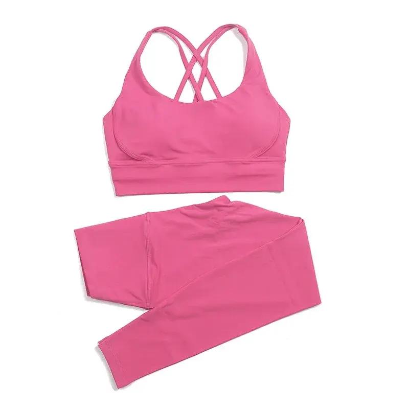 Women's high-waist seamless yoga set with breathable sports bra and leggings from Style Point BD, ideal for active gym wear.