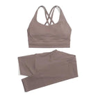 Women's high-waist seamless yoga set by Style Point BD, breathable sports bra and matching leggings for active wear.