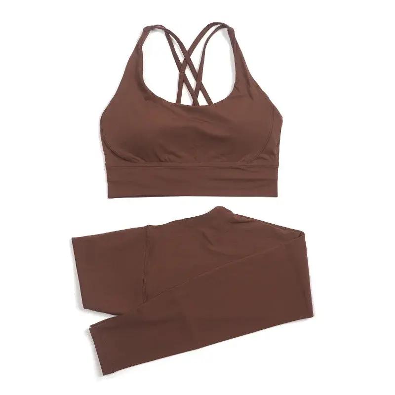Women's high-waist seamless yoga set by Style Point BD, breathable sports bra and matching leggings for gym and active wear.