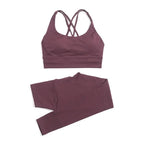 Women's high-waist seamless yoga set with breathable sports bra and leggings from Style Point BD, ideal for active gym wear.