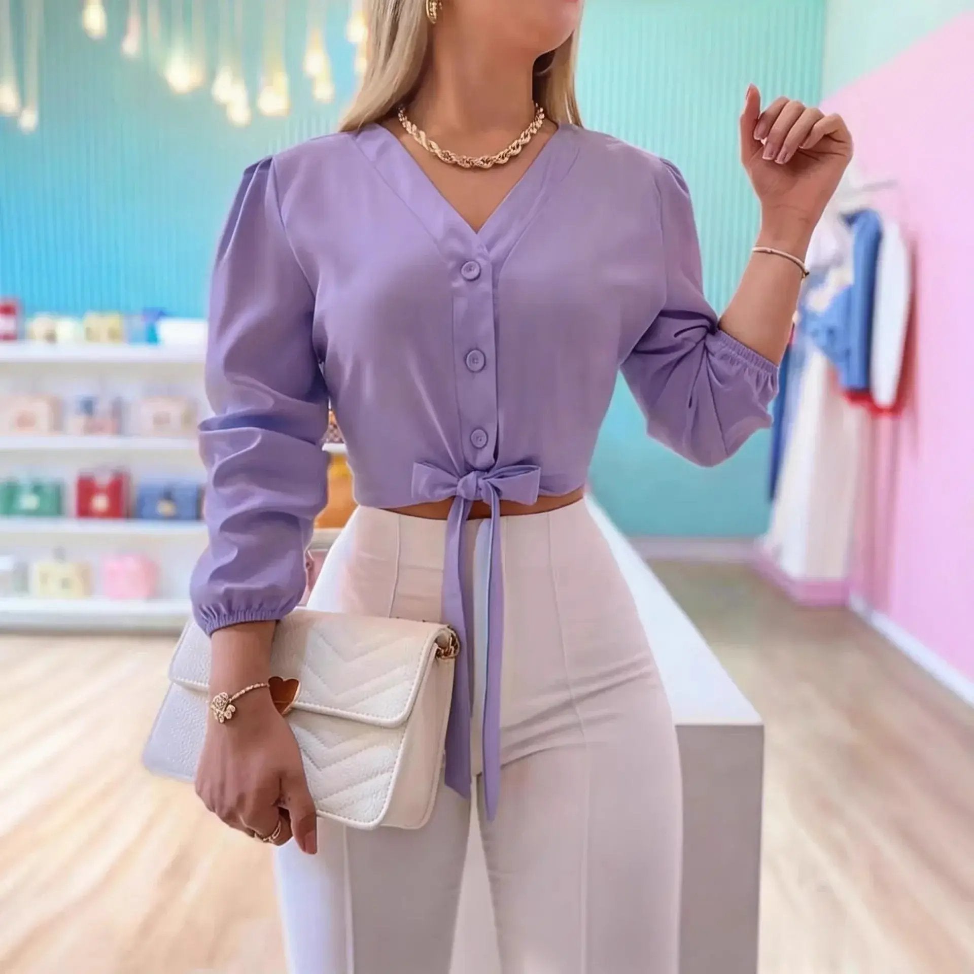Luxury lace-up cropped top showcasing exquisite design and elegant details perfect for upscale fashion lovers.